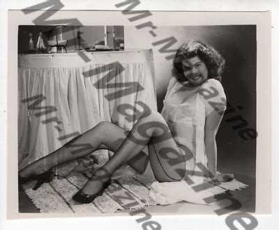 Vintage Risqué Pinup B W 4 x5 Sexy Cheesecake Brunette Fishnet