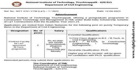 NIT BE BTech ME MTech Civil Engineering And Construction Engineering