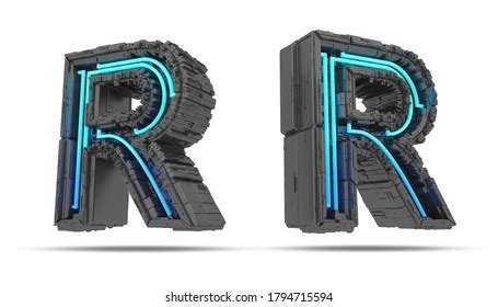 3d Spaceship Alphabet Neon Light Effect Stock Illustration 1794715600