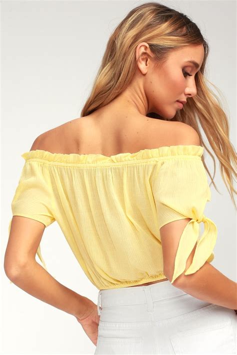 Cute Yellow Crop Top Embroidered Crop Top Yellow Top