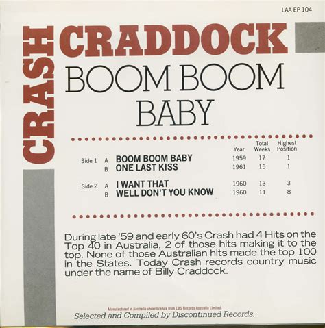 Billy Crash Craddock 7inch: Boom Boom Baby (7inch, 45rpm, SC, PS, EP) - Bear Family Records