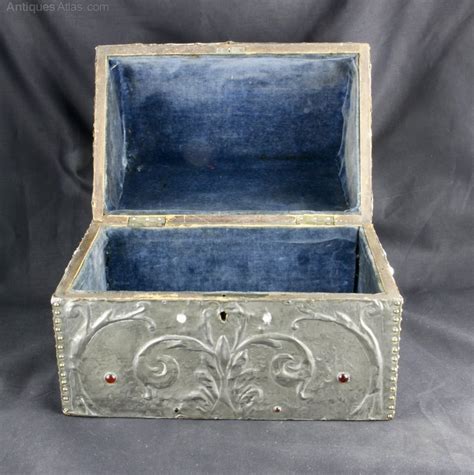 Antiques Atlas Art Nouveau Pewter Cabochon Casket Jewel Box C