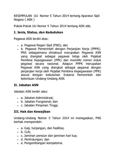 KESIMPULAN UU Nomor 5 Tahun 2014 Tentang Aparatur Sipil Negara ASN