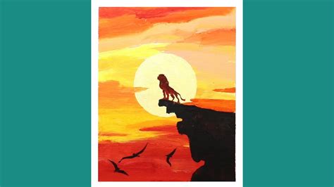 The Lion King At Sunset How To Paint Sunset Acrylic Painting For