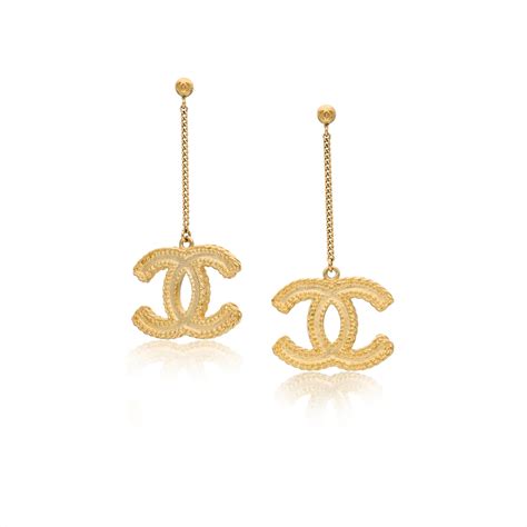 Chanel Gold Metal CC Drop Earrings 2014 Available For Immediate Sale