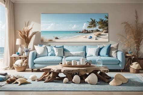 Premium Ai Image Coastal Themed Living Room