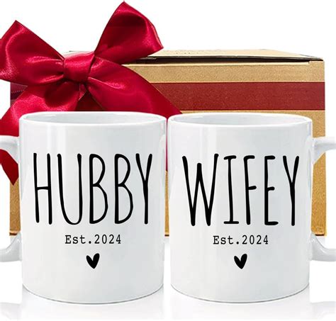 Rae Dunn By Magenta Hubby And Wifey Large Letters Coffee Mug Set Home And Kitchen