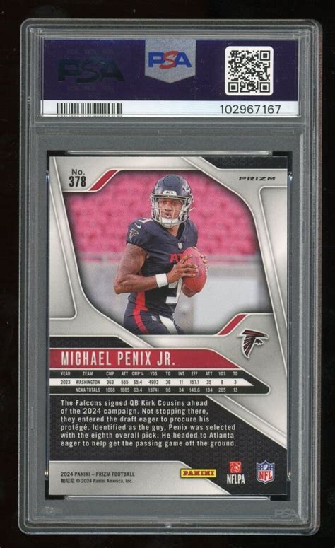 2024 Panini Prizm 378 Michael Penix Jr RC Rookie Silver PSA 9 Mint