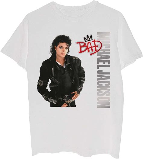 Michael Jackson T Shirt Bad Album Cover Artwork Mens White Shirt Rocker Rags