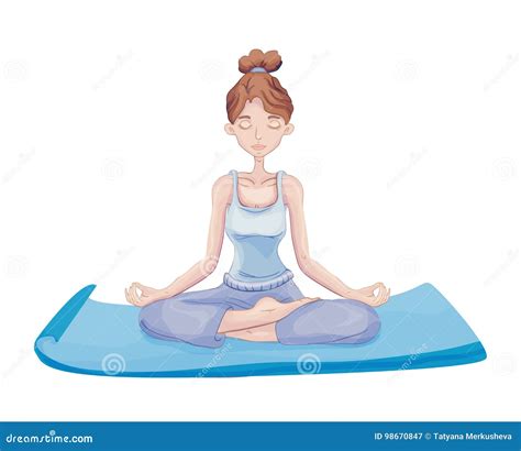 Young Woman Practice Yoga Sitting In The Lotus Position On The Mat