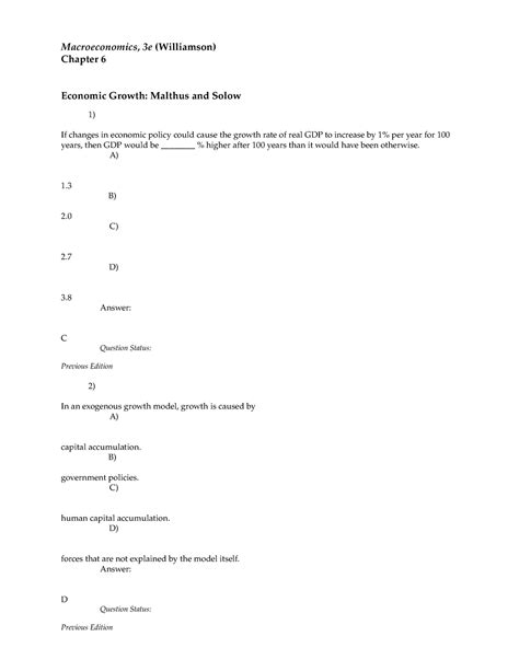 Chap06 - practice questions for chapter 6 - Macroeconomics, 3e