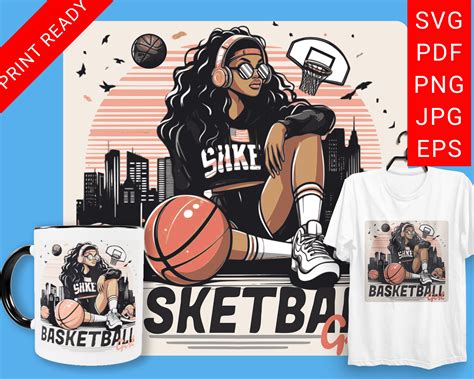 Basketball Cheer Svg Black Cheerleading With Ball Illustration Print For Teen T Shirts Mugs