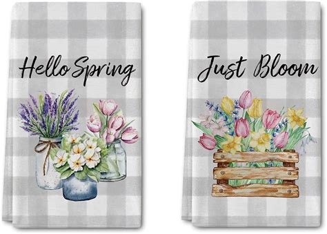 Amazon Anydesign Hello Spring Kitchen Towels Spring Floral