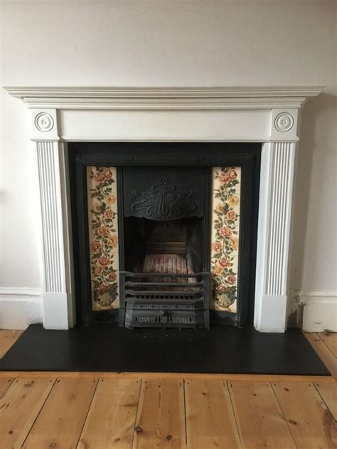 Pretty Victorian-style tiled fireplace, surround and slate hearth. | in ...