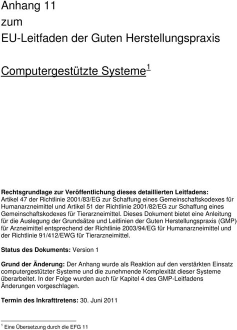 Anhang Zum Eu Leitfaden Der Guten Herstellungspraxis Pdf