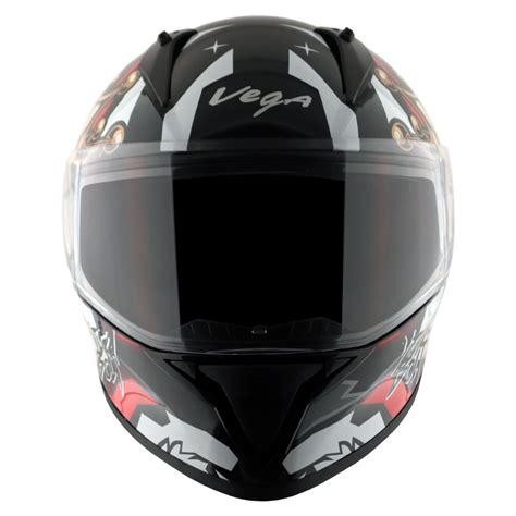 Vega Bolt Crown Helmet Gloss Black Red Arihant Helmets