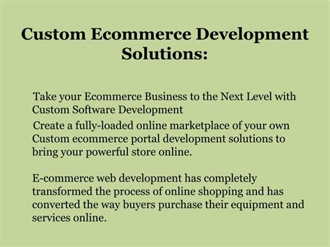 Ppt Custom Ecommerce Development Solutions Powerpoint Presentation