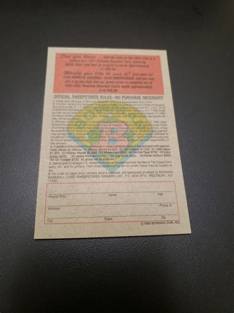 1989 Bowman Reprint Inserts 7 Willie Mays New York Giants HOF EBay