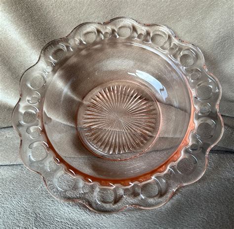 Vintage Old Colony Lace Edge Pink Depression Dish Hocking Beautiful See