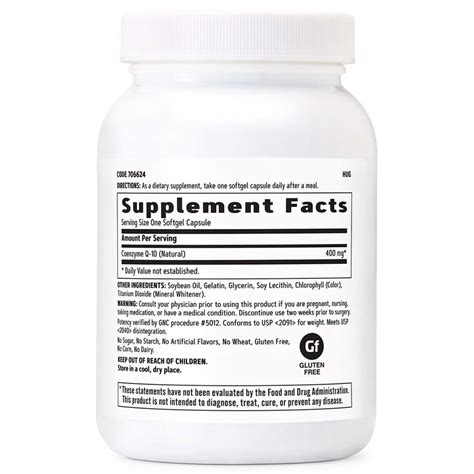 Supliment Alimentar Coenzima Q 10 GNC CoQ 10 Naturala 400 Mg 60