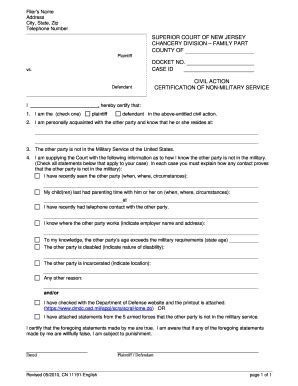 Affidavit Of Non Military Service Nj Fill And Sign Printable Template