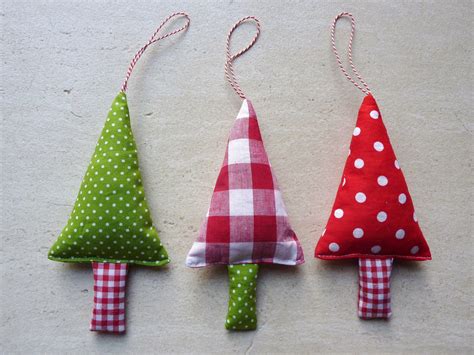 Fabric Christmas Ornaments Tree Decorations in green red and