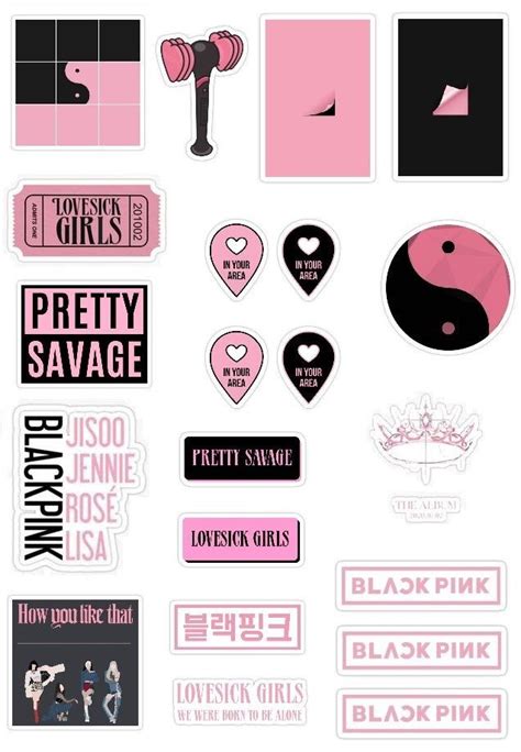 Blackpink Stickers Pack In 2022 Scrapbook Stickers Printable Black