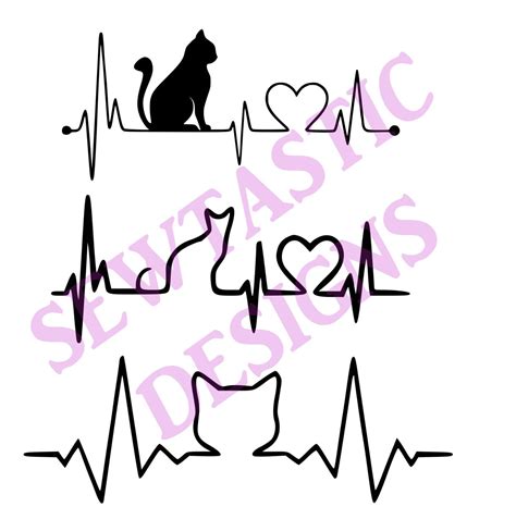 Cat Ekg Heartbeat Cut File Cricut Mtc Silhouette Scanncut Svg By