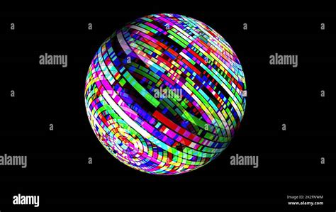 Colorful Pixels On Rotating Sphere Stock Photo Alamy