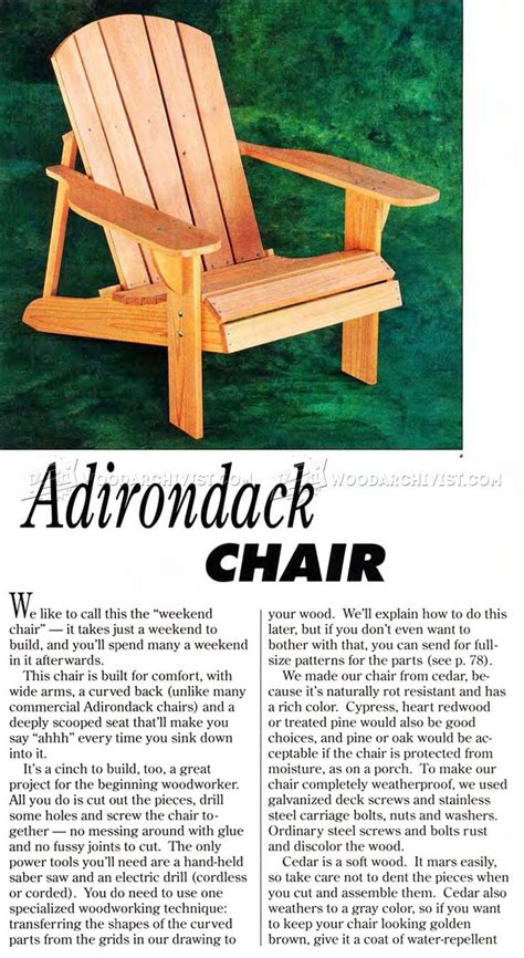 Classic Adirondack Chair Plans - Outdoor Furniture Plans | Adirondack ...