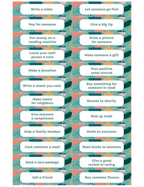 80 Random Acts Of Kindness Ideas And Free Printable Cards Play Party Plan