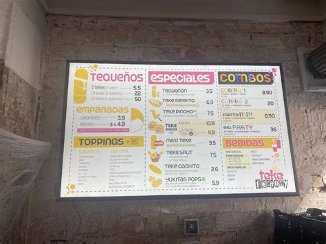 Carta Del Restaurante Teque Er A Teke Factory Teque Os Barcelona