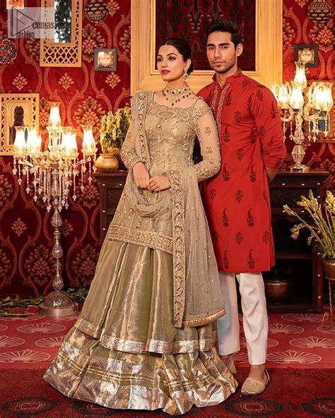 Olive Green Short Shirt Double Layer Lehenga For Mehndi Wear