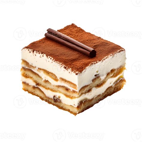 Classic Italian Tiramisu Cake Isolated On Transparent Background