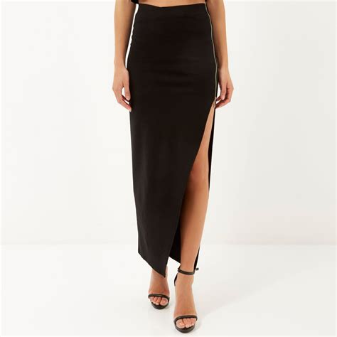 River Island Black Side Split Maxi Skirt Lyst Uk