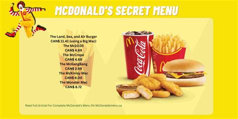 Mcdonalds Secret Menu Prices 2025 Mcdonalds Menu Prices Canada 2024