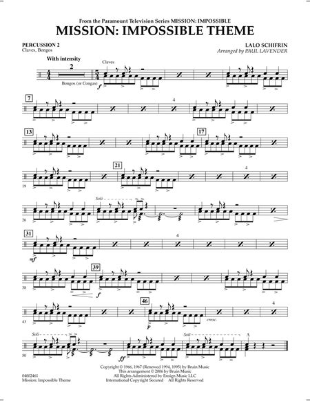 Mission Impossible Theme Arr Paul Lavender Percussion 2 By Lalo