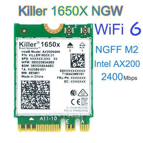 Intel Killer Tarjeta De Red Inal Mbrica X Mbps Bluetooth