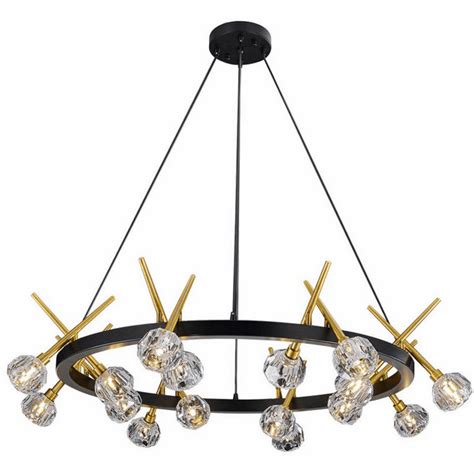 StarFire Crystal 1709BB Sole Antique Brass Matt Black Chandelier