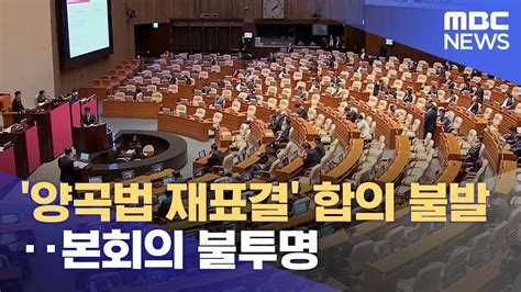 양곡법 재표결 합의 불발‥본회의 불투명 2023041312mbc뉴스 Youtube