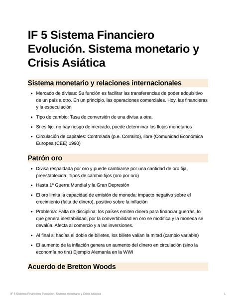 SOLUTION If 5 Sistema Financiero Evolucin Sistema Monetario Y Crisis