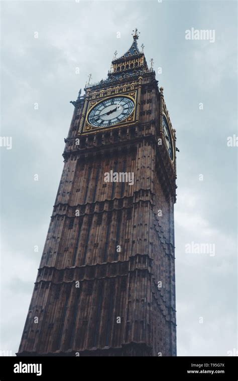 The Elizabeth Tower Or Known As Big Ben Shot In A Low Angle Shot On A