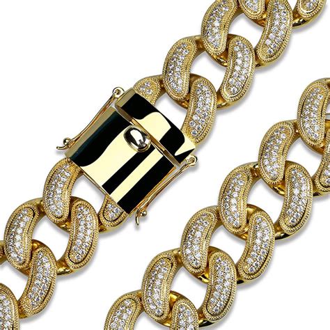 Moda L Gold Cz C Bico Zirc O Mens Hip Hop Big Chain Chain Bracelete