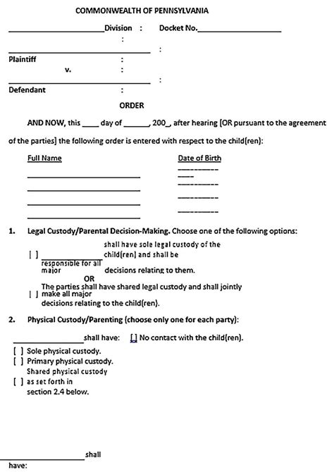 10 Sample Custody Agreement Template Artofit