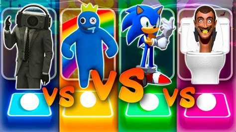 Skibidi Toilet 💩 Speakerman 🆚 Rainbow Friends Blue 🆚 Sonic 🆚 Skibidi Toilet Tiles Hop Edm