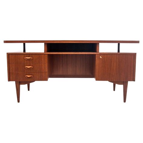 Small Desk Teak And Steel Scandinavian 1960s Mid Century Modern