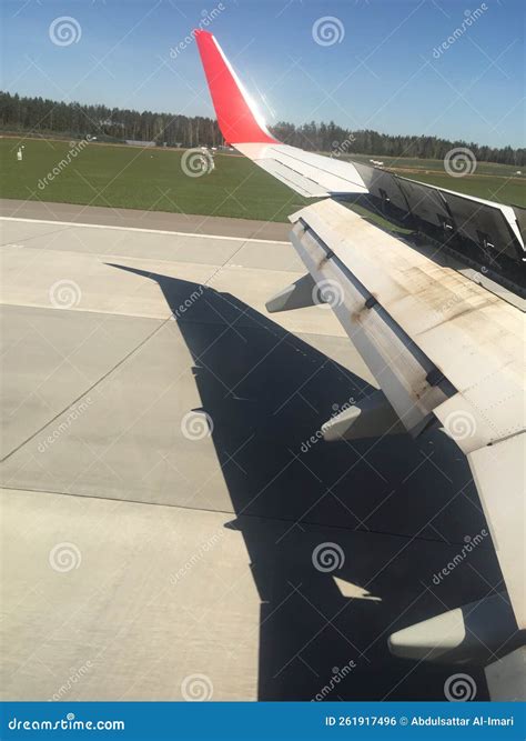 Passenger Plane Landing at Minsk International Airport Stock Photo