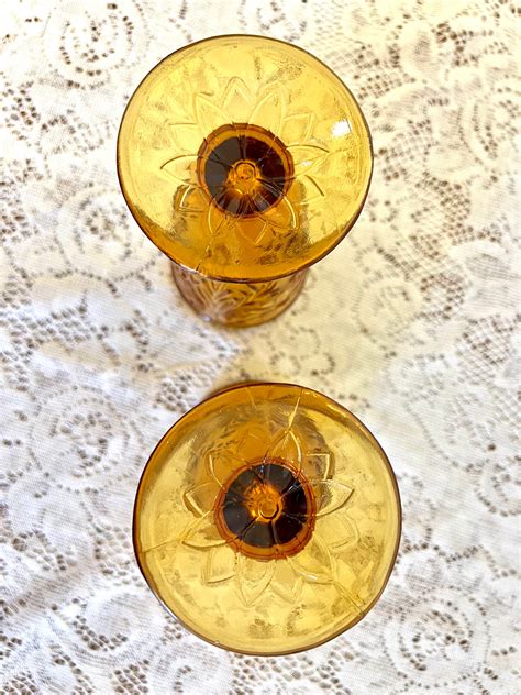 Vintage Tiara Amber Gold Glass Iced Tea Glassesset Of 2 Retro Etsy