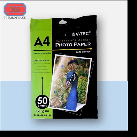 Kertas Foto V Tec Glossy Photo Paper A Gsm Gpp