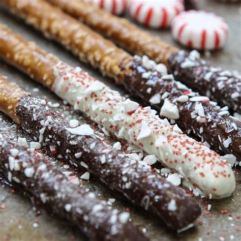 Chocolate-dipped pretzels are a quick and easy holiday dessert that the ...